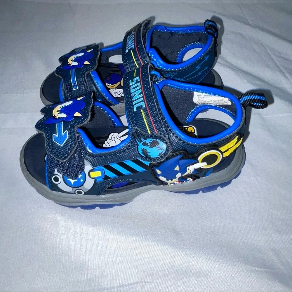 Sonic the Hedgehog Toddler Boys Blue Sport Sandals‎ Hook Loop Size 8 C0334